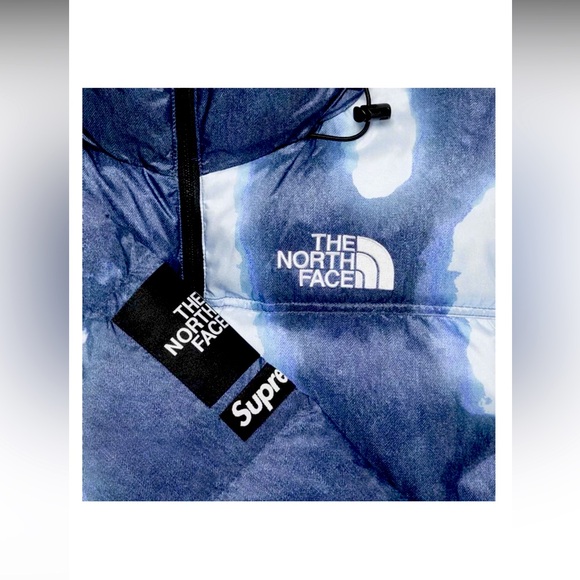 Supreme x The North Face Bleached Denim Print Nuptse Jacket 'Indigo' - Picture 3 of 3